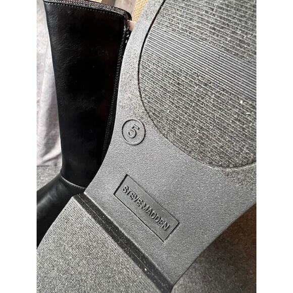 Steve Madden Youth Girls J-Alix Embellished Leather Boots, Black Size 5 - Picture 6 of 8